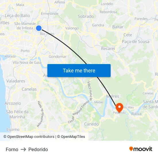 Forno to Pedorido map