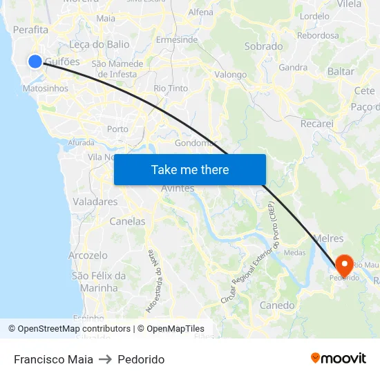 Francisco Maia to Pedorido map