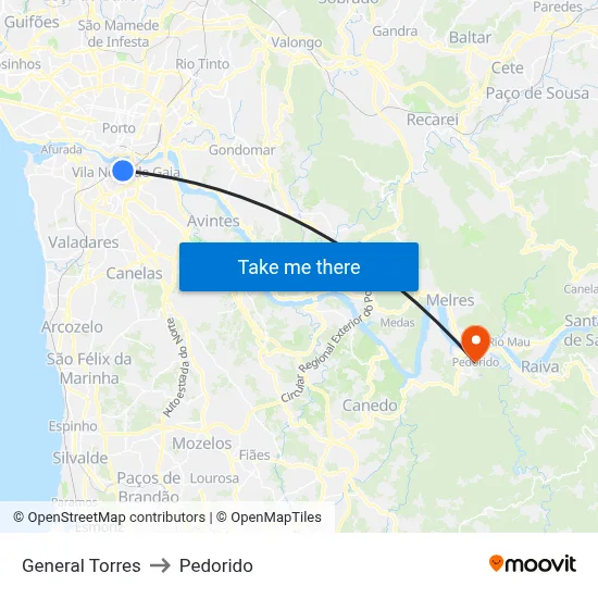 General Torres to Pedorido map