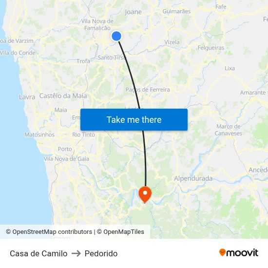 Casa de Camilo to Pedorido map
