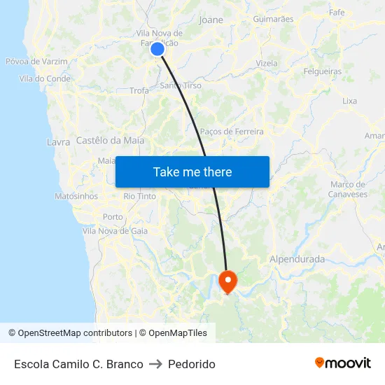 Escola Camilo C. Branco to Pedorido map