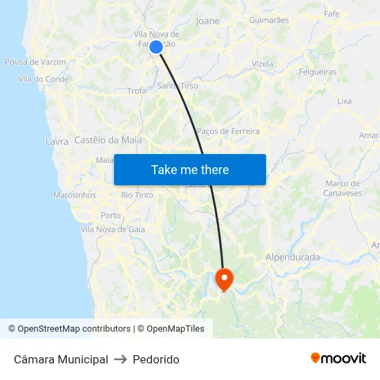 Câmara Municipal to Pedorido map