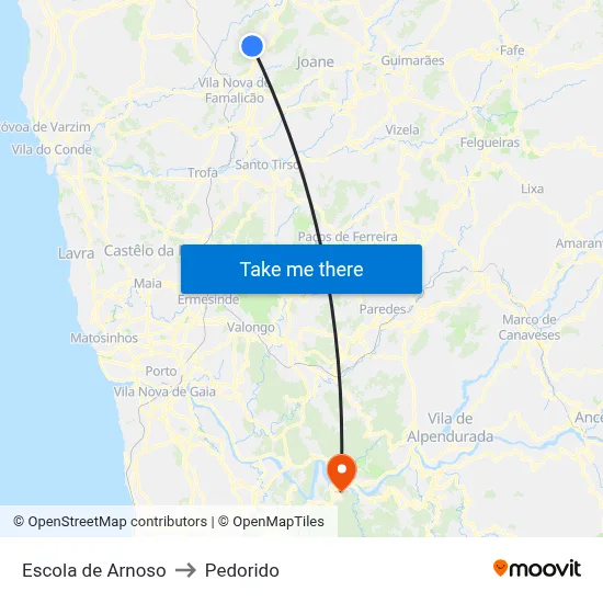 Escola de Arnoso to Pedorido map