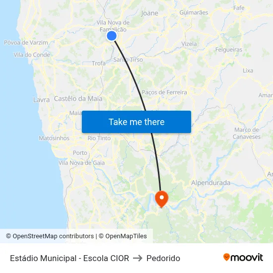 Estádio Municipal - Escola CIOR to Pedorido map
