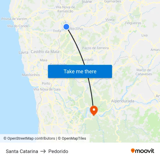 Santa Catarina to Pedorido map