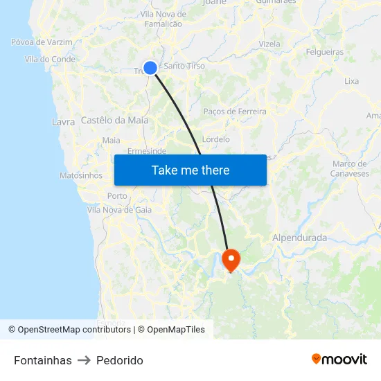Fontainhas to Pedorido map