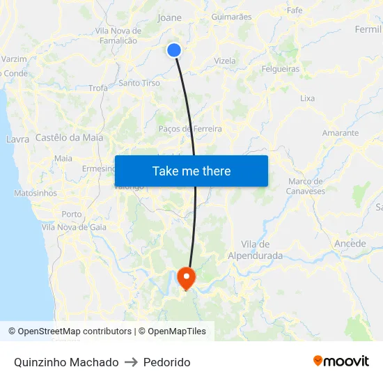 Quinzinho Machado to Pedorido map