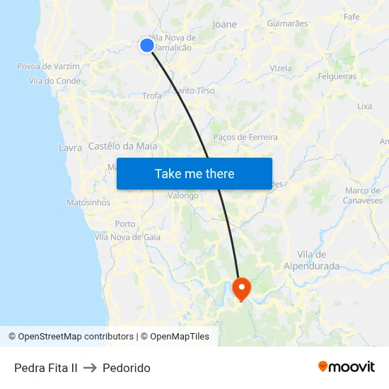 Pedra Fita II to Pedorido map