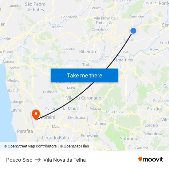Pouco Siso to Vila Nova da Telha map