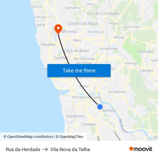 EB1 Freixieiro to Vila Nova da Telha map