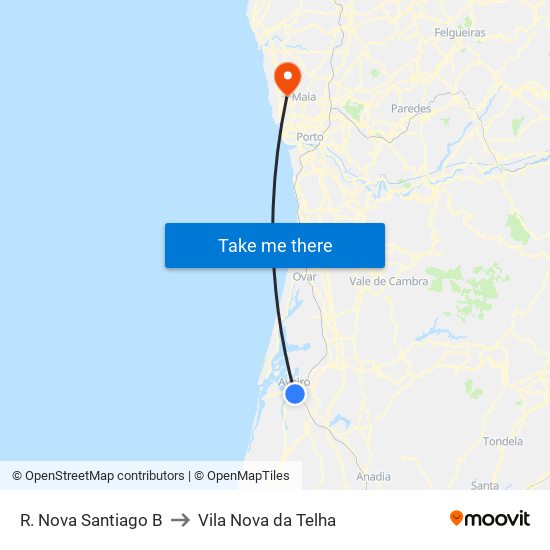 R. Nova de Santiago B to Vila Nova da Telha map