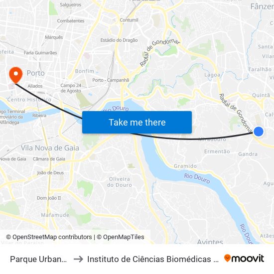Parque Urbano de Gondomar to Instituto de Ciências Biomédicas Abel Salazar - Polo de Medicina map