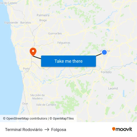 Terminal Rodoviário to Folgosa map