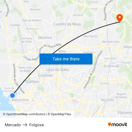 Mercado to Folgosa map