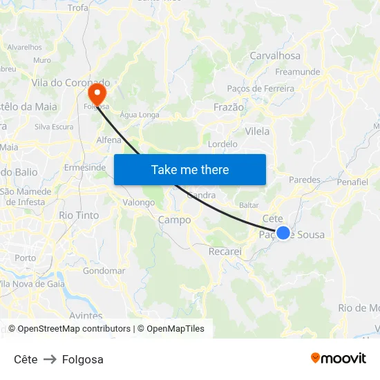 Cête to Folgosa map