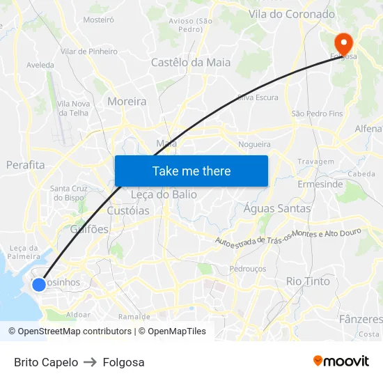 Brito Capelo to Folgosa map