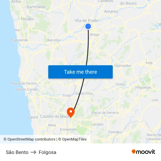 São Bento to Folgosa map