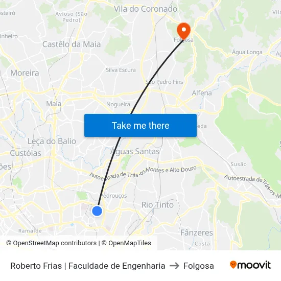 Roberto Frias | Faculdade de Engenharia to Folgosa map