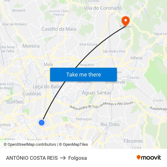 ANTÓNIO COSTA REIS to Folgosa map