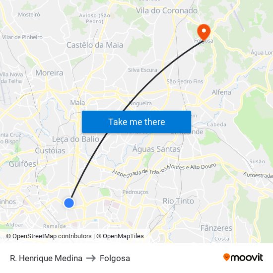 R. Henrique Medina to Folgosa map