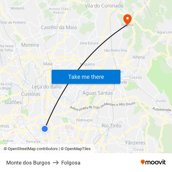 Monte dos Burgos to Folgosa map