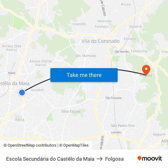 Escola Secundária do Castêlo da Maia to Folgosa map