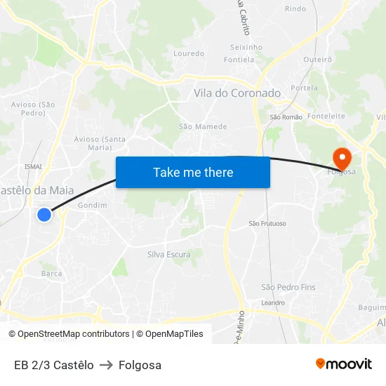 EB 2/3 Castêlo to Folgosa map