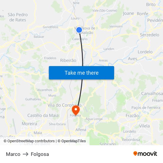 Marco to Folgosa map