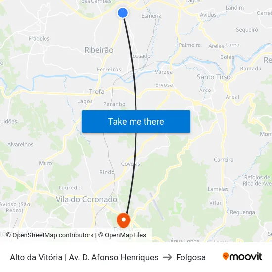 Alto da Vitória | Av. D. Afonso Henriques to Folgosa map