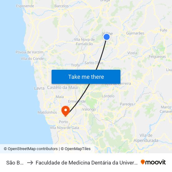 São Bento to Faculdade de Medicina Dentária da Universidade do Porto map