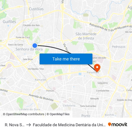 R. Nova S. Gens to Faculdade de Medicina Dentária da Universidade do Porto map