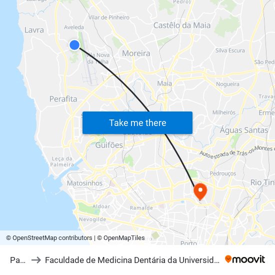 Paiço to Faculdade de Medicina Dentária da Universidade do Porto map