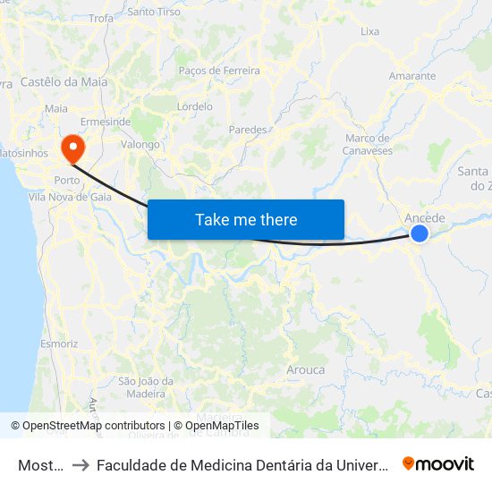 Mosteirô to Faculdade de Medicina Dentária da Universidade do Porto map