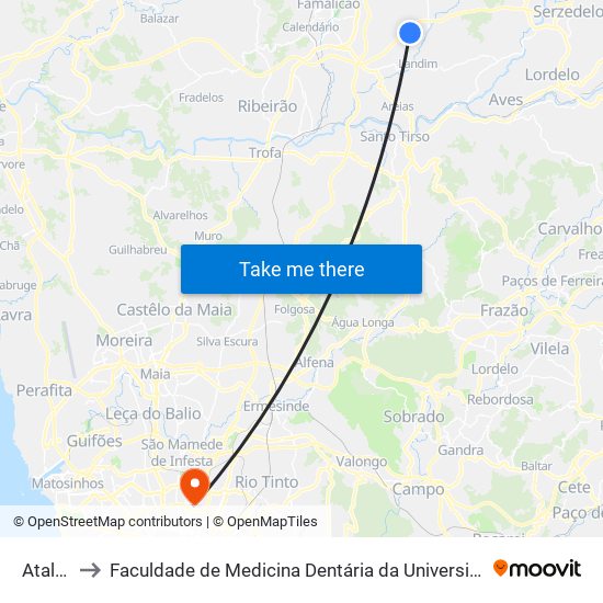 Atalhos to Faculdade de Medicina Dentária da Universidade do Porto map