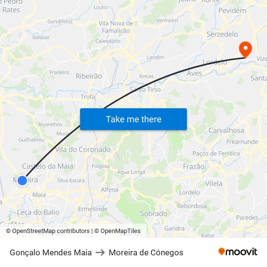 Gonçalo Mendes Maia to Moreira de Cónegos map