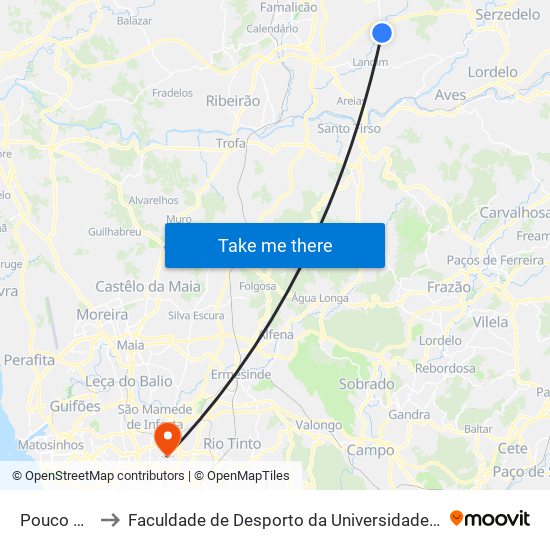 Pouco Siso to Faculdade de Desporto da Universidade do Porto map