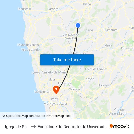 Igreja de Sezures to Faculdade de Desporto da Universidade do Porto map