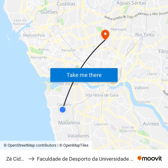 Zé Cidade to Faculdade de Desporto da Universidade do Porto map