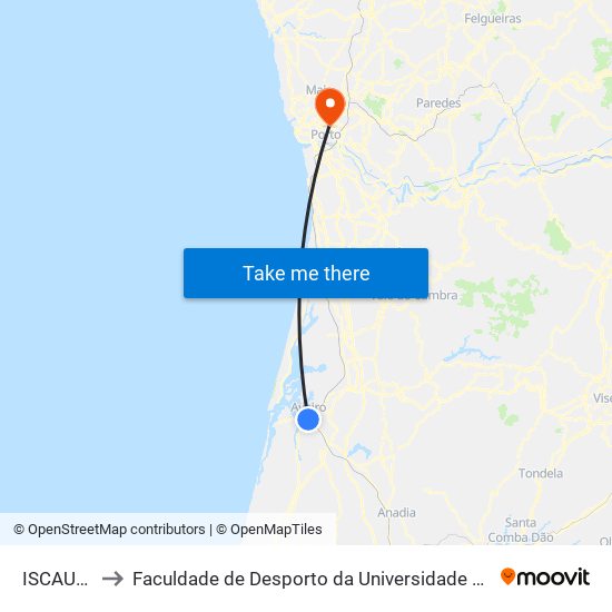 ISCAUA B to Faculdade de Desporto da Universidade do Porto map