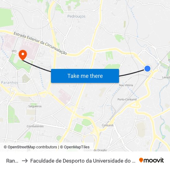 Ranha to Faculdade de Desporto da Universidade do Porto map