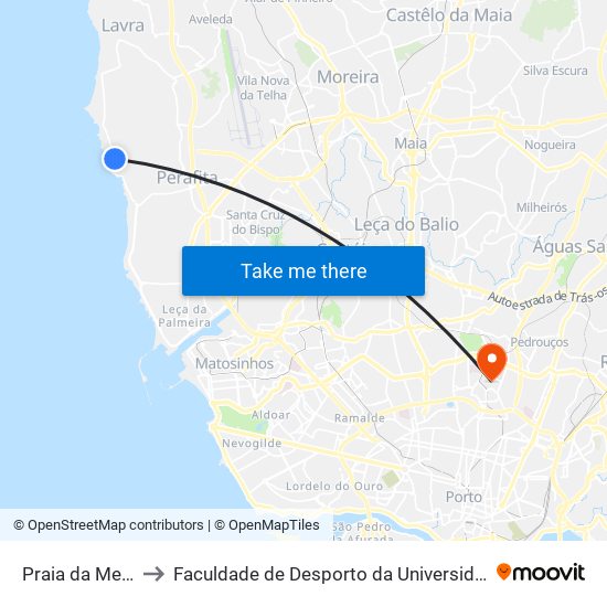 Praia da Memória to Faculdade de Desporto da Universidade do Porto map