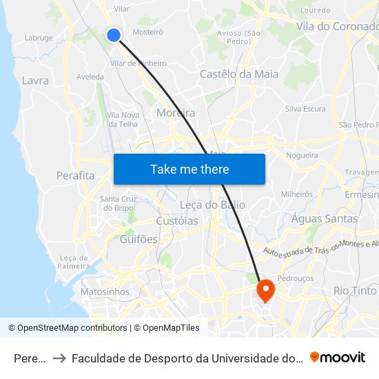 Pereira to Faculdade de Desporto da Universidade do Porto map