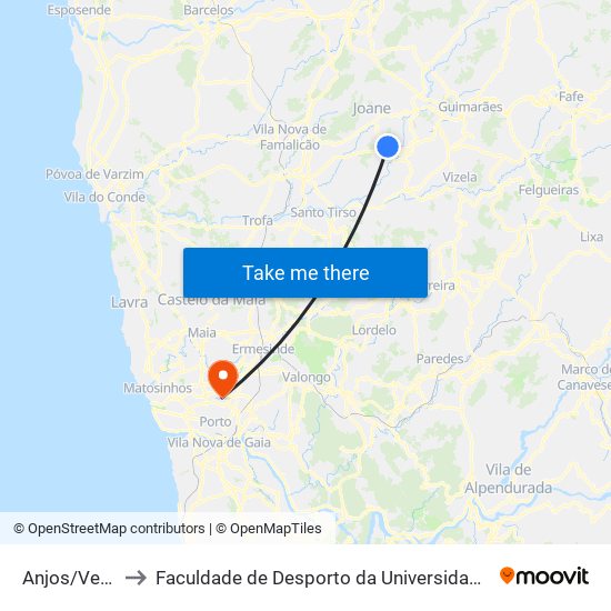 Anjos/Verdes to Faculdade de Desporto da Universidade do Porto map