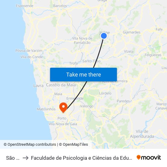 São Bento to Faculdade de Psicologia e Ciências da Educação da Universidade do Porto map