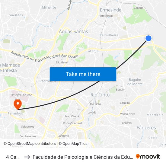 4 Caminhos to Faculdade de Psicologia e Ciências da Educação da Universidade do Porto map