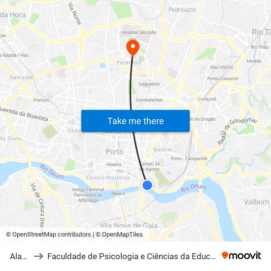 Alameda to Faculdade de Psicologia e Ciências da Educação da Universidade do Porto map