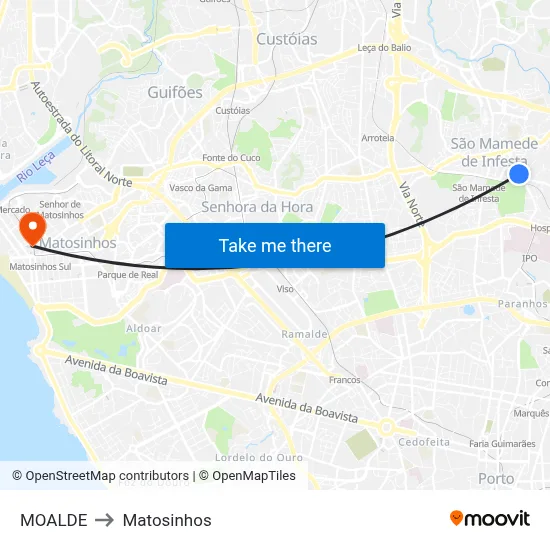 MOALDE to Matosinhos map