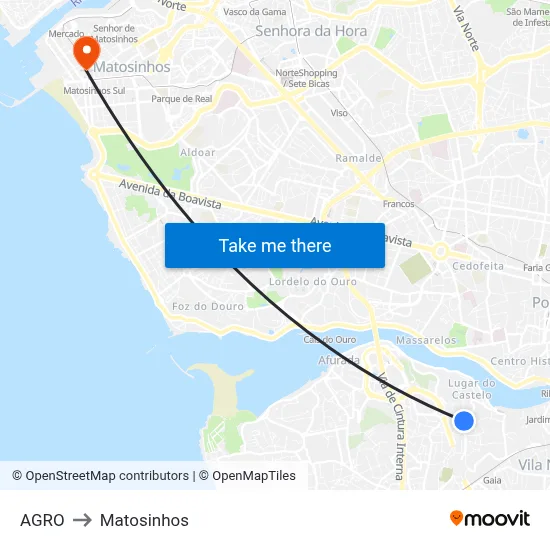 AGRO to Matosinhos map