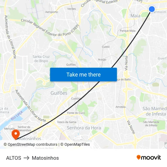 ALTOS to Matosinhos map
