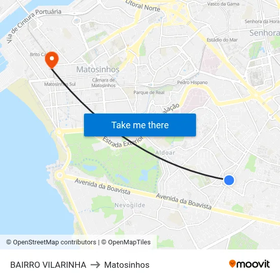 BAIRRO VILARINHA to Matosinhos map